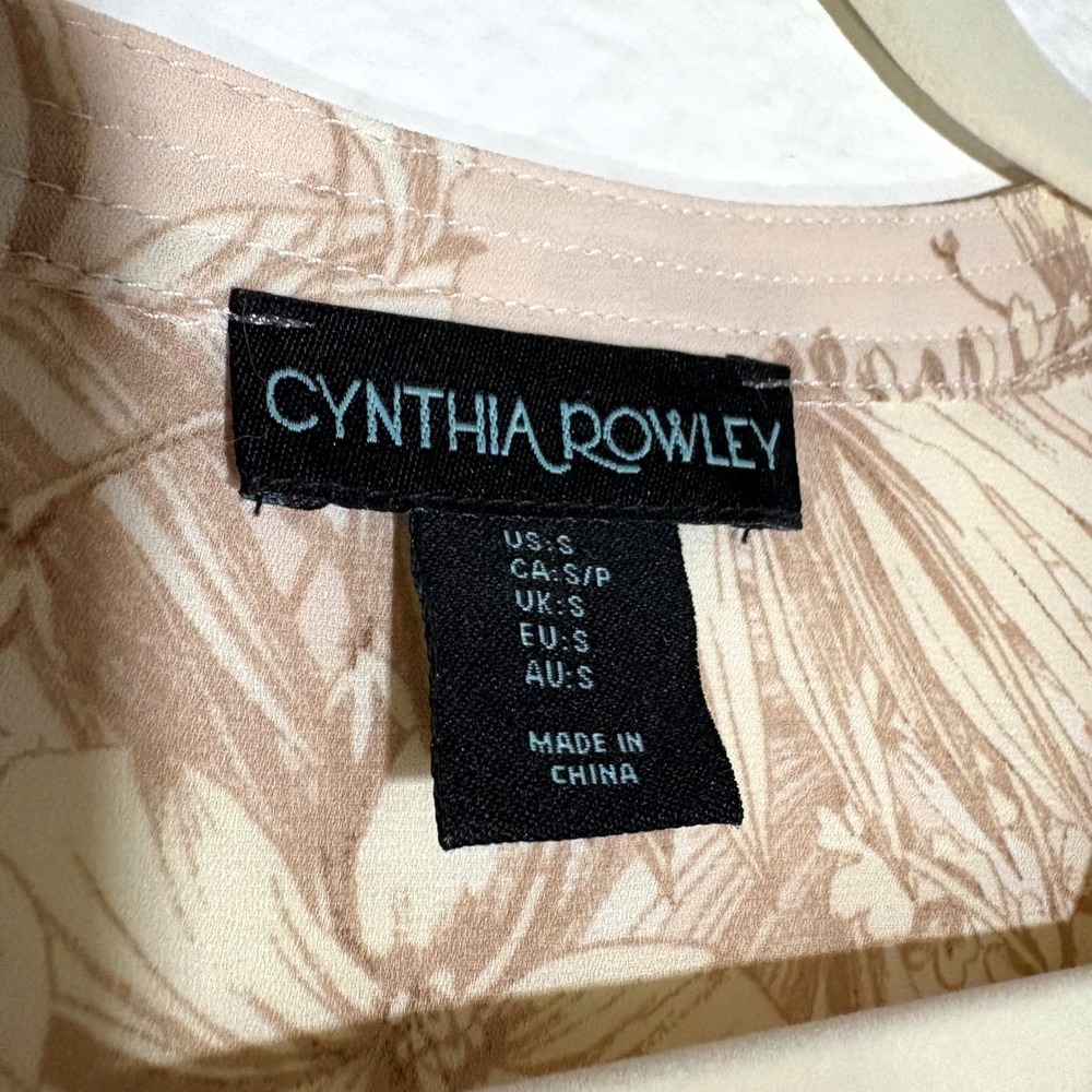 Cynthia Rowley S Botanical Print Button Front Sheer Blouse Womens - Picture 7 of 13